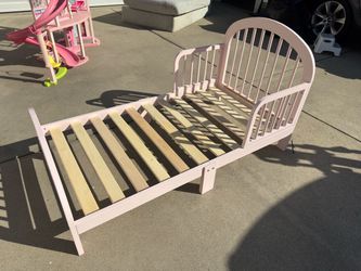 Light Pink Toddler Bed Frame with Rails