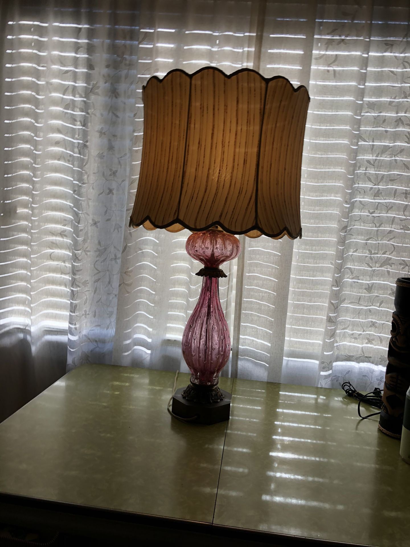 Antique Pink Murano Table Lamp with original Shade