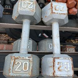 20lb Hex Iron Dumbbell Set Weights 