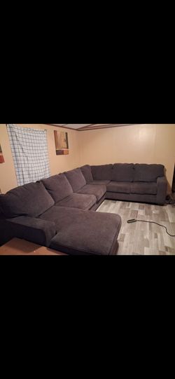 Large Gray Fabric Sectional Sofa