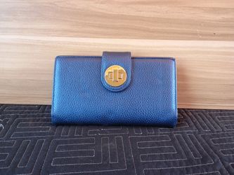 Buxton blue pebbled leather checkbook clutch wallet