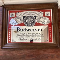 Vintage Budweiser Mirror Glass  29”x23”