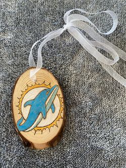 Miami DOLPHINS NFL Christmas Ornament rustic handmade custom one of a kind gift