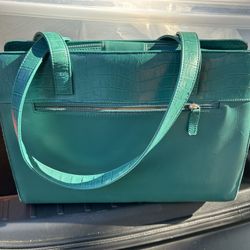 Teal Laptop Tote Bag w/ Multiple Compartments – Stylish & Functional