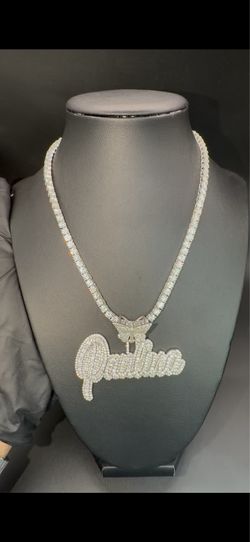 1.5 x 2 Inches Custom Moissanite Name Pendant Available on a Deal