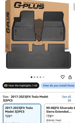 Floor Mats for Tesla model 3,   17-23