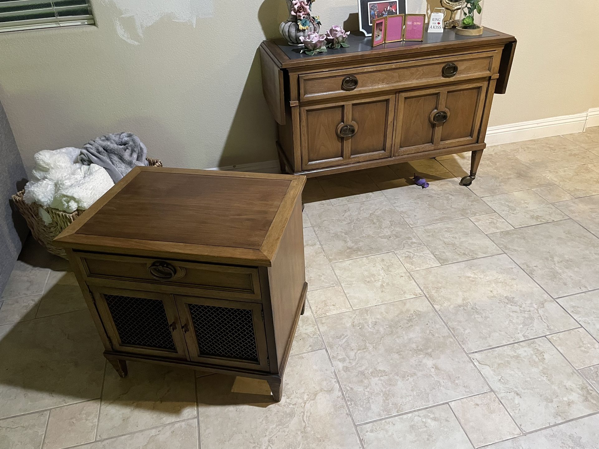 Antique buffet Table and Matching Stand