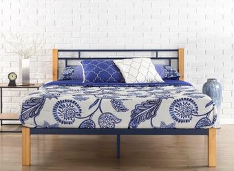 Zinus Taylan Queen Metal & Wood Platform Bed Frame