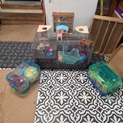 Lil Critters Cage And Supplies Lot