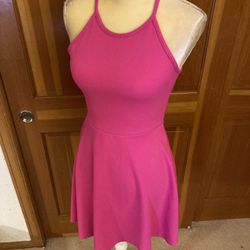New! Hot Pink Olivia Rae Halter Top Style Fit and Flare Dress.