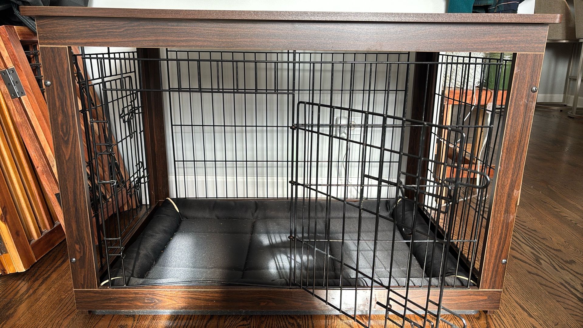Dog Crate For Large Dog - Double Doors, Walnut