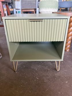 Sage Green Nightstand with Drawer and Open Shelf
