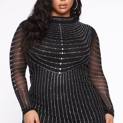 Rhinestone Mesh Mini Dress ! Size 2X
