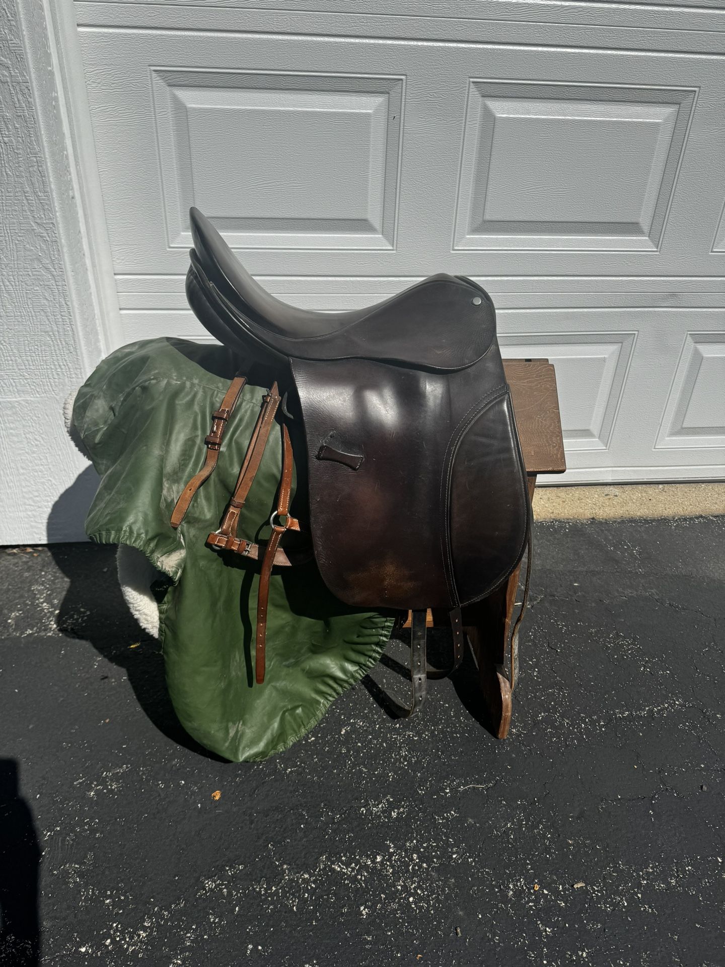 English Riding Saddle, Saddle Stand, Bridle And Reins