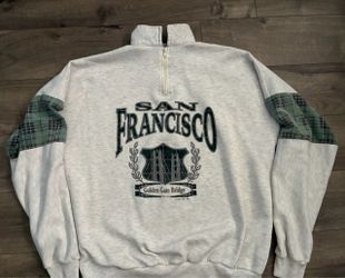 Vintage San Francisco Sweatshirt 1/4 Zip Sweater 90s Golden Gate Bridge Vtg