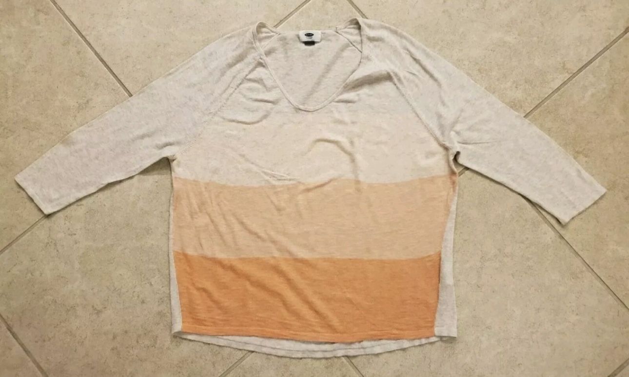 Womens Old Navy 3/4 Sleeve T-Shirt Size M Tan Orange