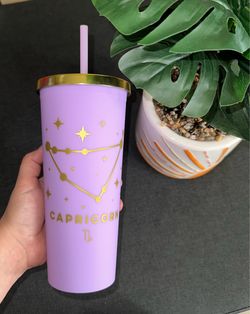 Modern Impressions CAPRICORN Zodiac Purple Gold Tumbler Cup NEW