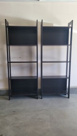 Pair of 4 tier espresso bookshelves