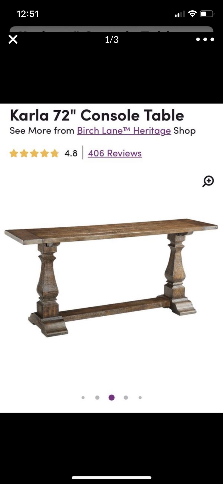Very good heavy wood console table