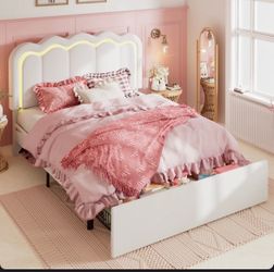 Full Upholstered Bed Frame with LED
