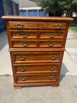 5 drawer oak highboy chest