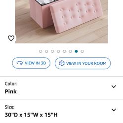 PRANDOM Extra Large Ottoman with Storage [1-Pack] Velvet Folding Small Square Foot Stool with Lid for Toy Living Room Bedroom Coffee Table Dorm Pink 3