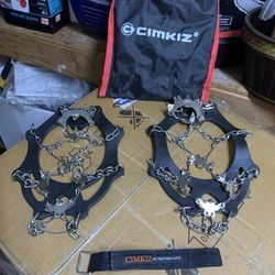 1-Pair Of CIMKIZ Brand Ice Traction Cleats For Snow Boots Hiking Shoes Grip Size Large.