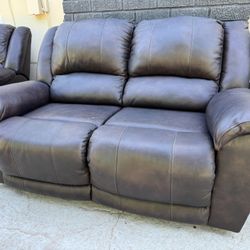 Reclining Leather Couch Set