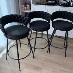 28 '' 360° Swivel Barstools Counter Bar Stools Set of 3. Black