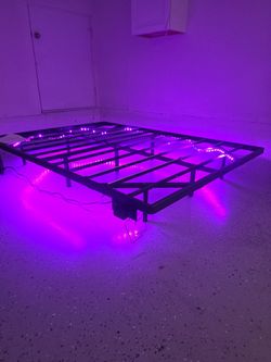 Full size bed "floating" bed frame w/ RGB lights