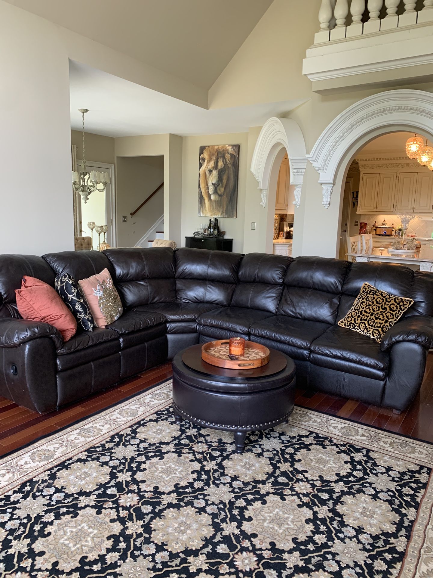 Leather C-shaped Sectional Excellent Condition