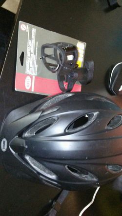 2 NEW MATCHING BLACK HELMETS AND WATER BOTTLE CAGE