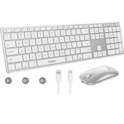 seenda Bluetooth Keyboard and Mouse White Silver