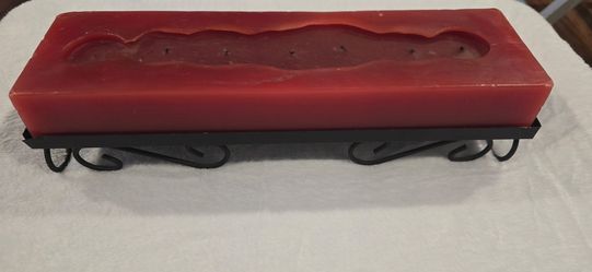 Red Multi-Wick Pillar Candle with Iron Holder