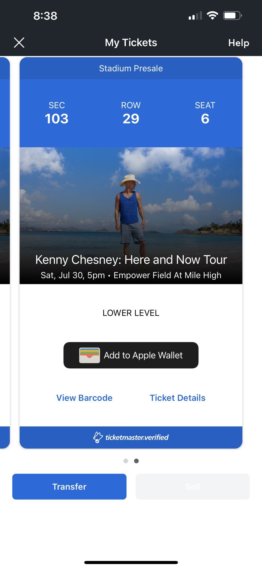 Kenny Chesney Tickets Section103
