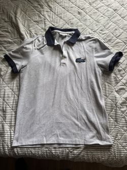 Grey And Navy Lacoste Polo