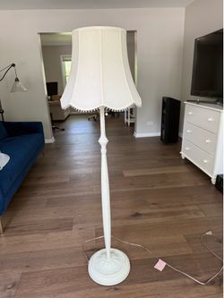 White pottery barn kids floor lamp with shade