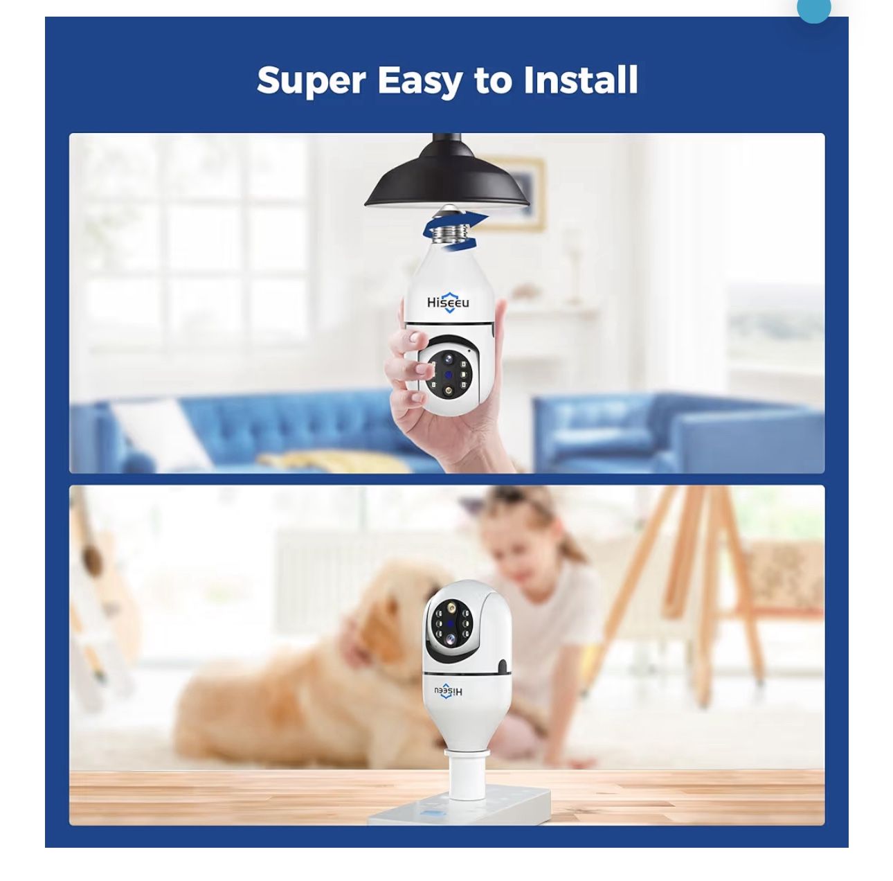 🔥Brand new🔥 Light Bulb Security Camera Wireless WiFi 5G 2.4GHz,10X Zoom PTZ Light Socket Security Camera for Home, 2-Way-Audio, Auto Tracking Alarm,