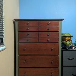 Wooden Dresser Drawers (Olive and Brown), Height - 50 in, Width - 36 in, Depth - 18 in