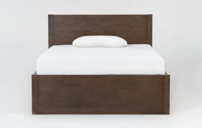 Living Spaces Double/Full Nora Brown Bed Frame with Splendor Mattress Full + Captain Storage + Nightstand