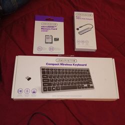 INFINITIVE Compact Wireless Keyboard, MicroSDHC memory Card 32GB , 5 IN 1 USB-C Hub Adapter 