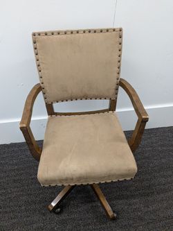 Pottery Barn Manchester Upholstered Swivel Desk Chair Suede Leather