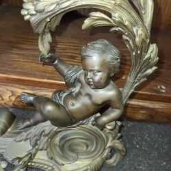 Fireplace Andirons. Antique, french, cherub, rococo