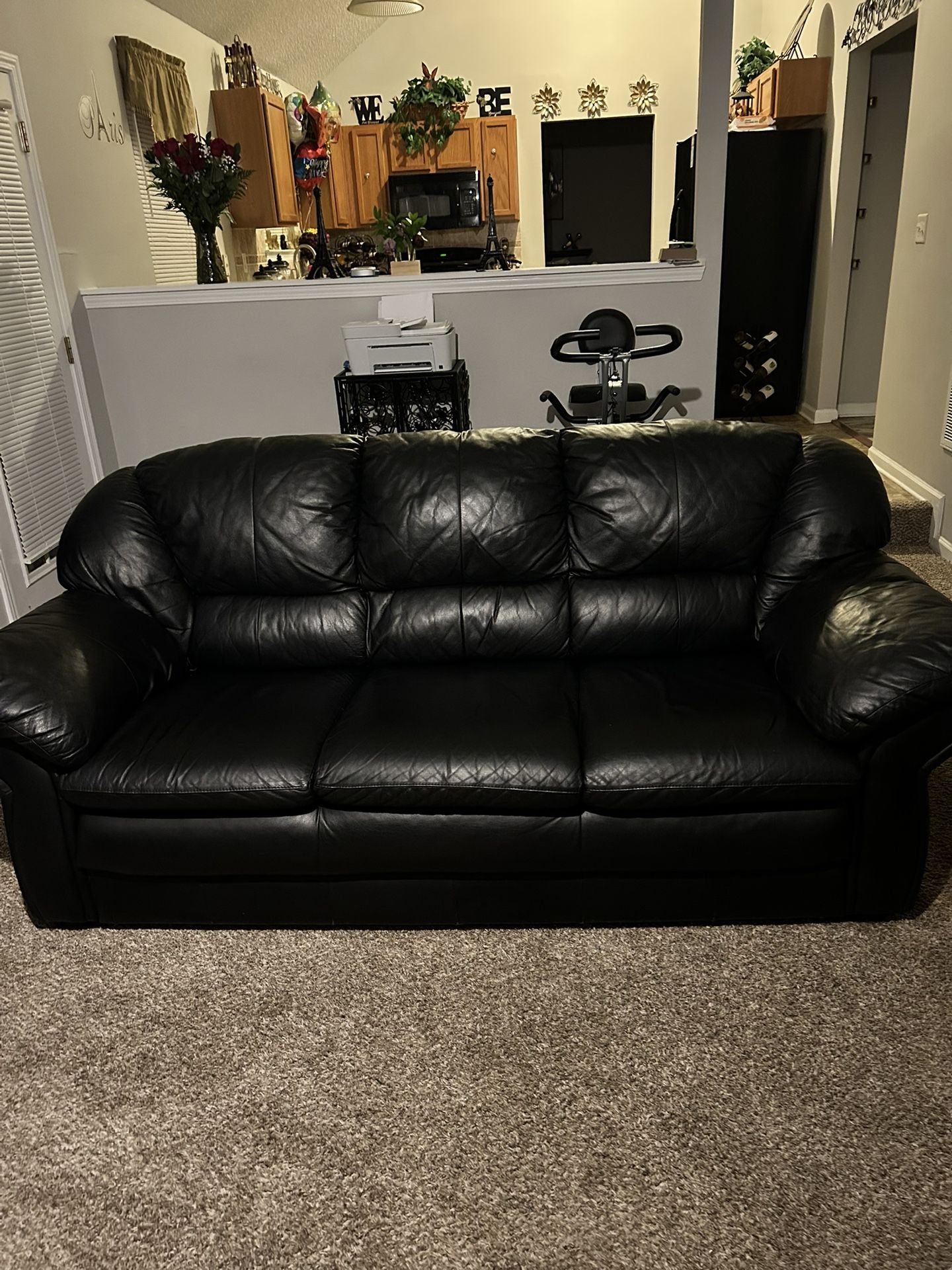 Black Leather Sofa Set