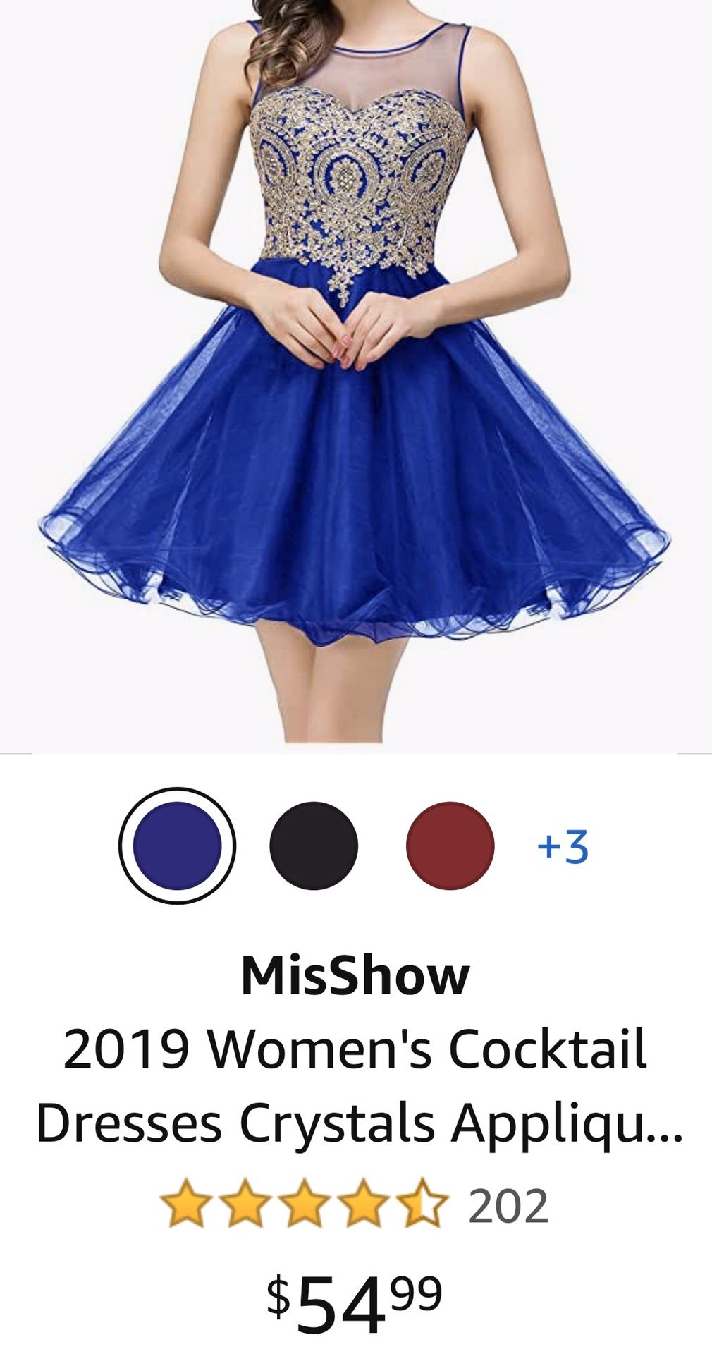 short blue and gold prom dress