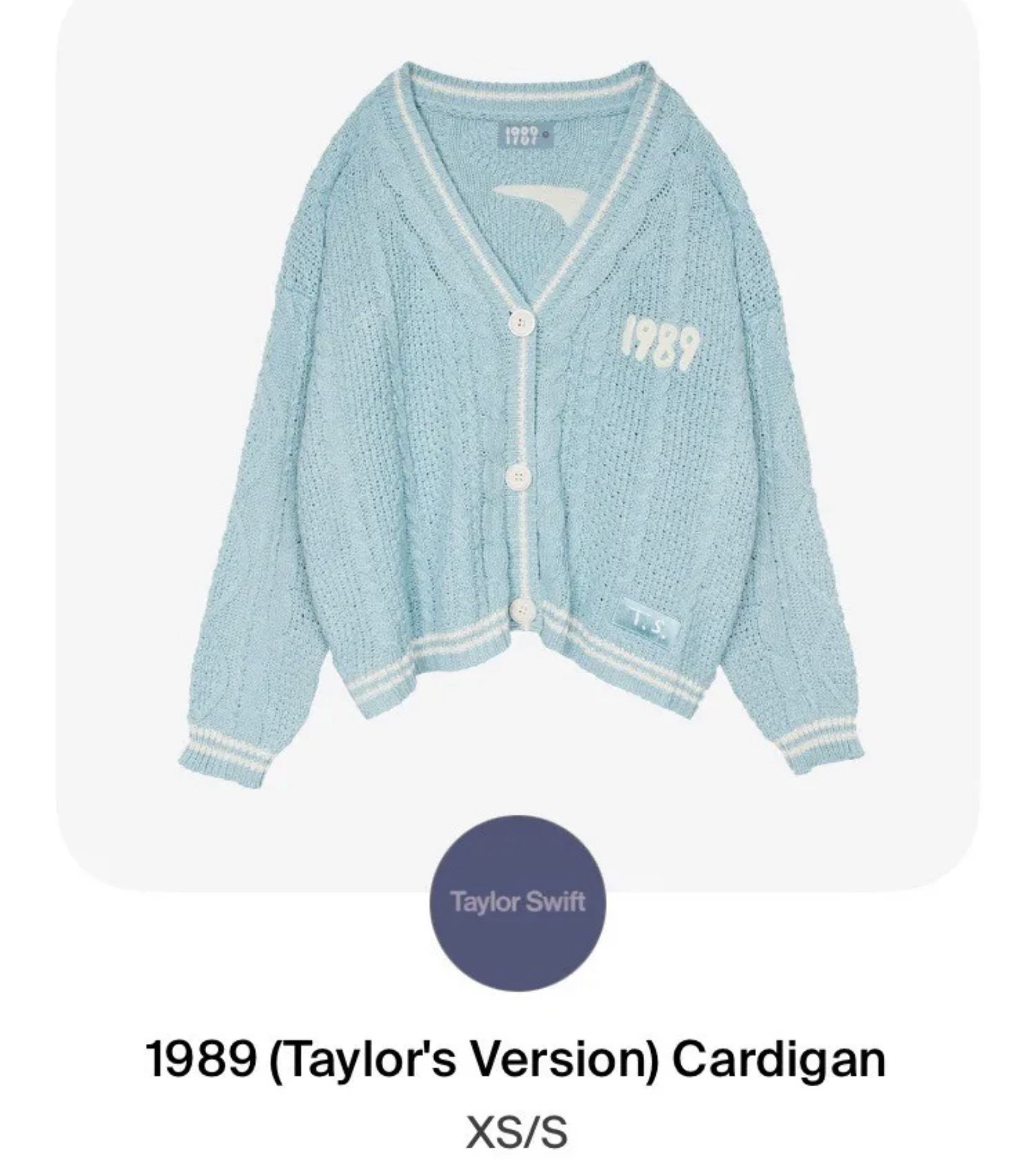 Authentic Taylor Swift Cardigan 1989, Light Blue -NWT-Size MD/LRG