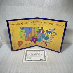 Complete First State Quarters Of The United States Collector's Map 99-08 w/ COA