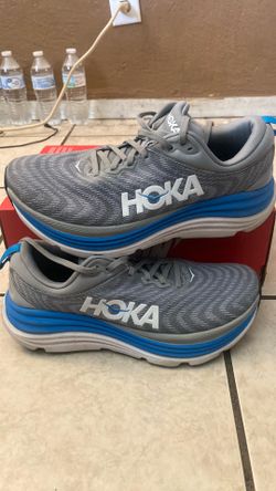 Hoka One One Gaviota 5 Running Shoes, Limestone / Diva Blue, Size 9.5