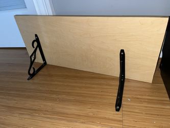 24x10” Wall Mount Shelf With Black Decorative Brackets