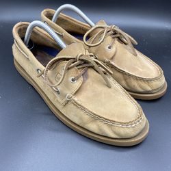 Sperry Top-Slider Sahara Tan Leather Original Boat Shoes 0197640 Mens Size 9 1/2